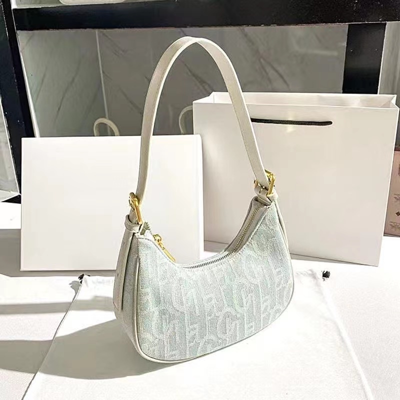 Túi kẹp nách nữ túi xách da PU canvas đeo dưới cánh tay phong cách Hong Kong retro mùa xuân hè 2022