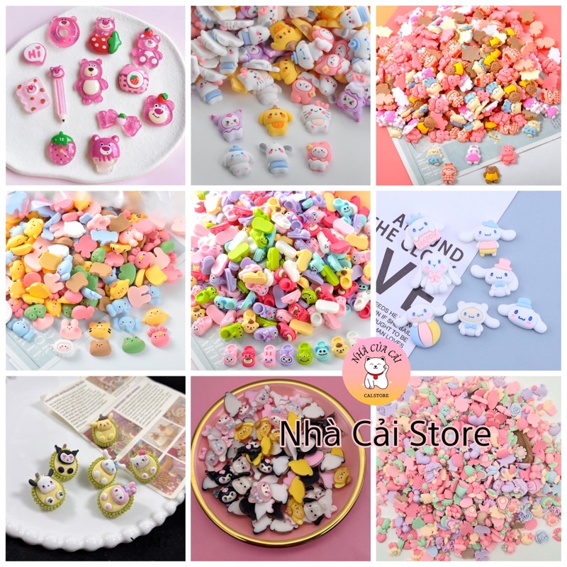 Set 5 charm trang trí nhiều mẫu dùng làm slime ốp điện thoại kẹp tóc đồ decor DIY handmade