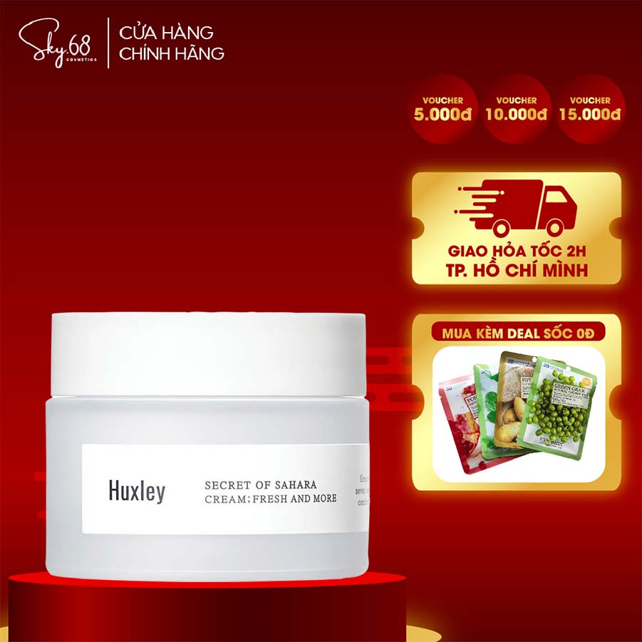 Kem dưỡng ẩm Giúp Dưỡng Da Trắng Sáng Chiết Xuất Xương Rồng Huxley Secret Of Sahara Cream; Fresh And More 50ml