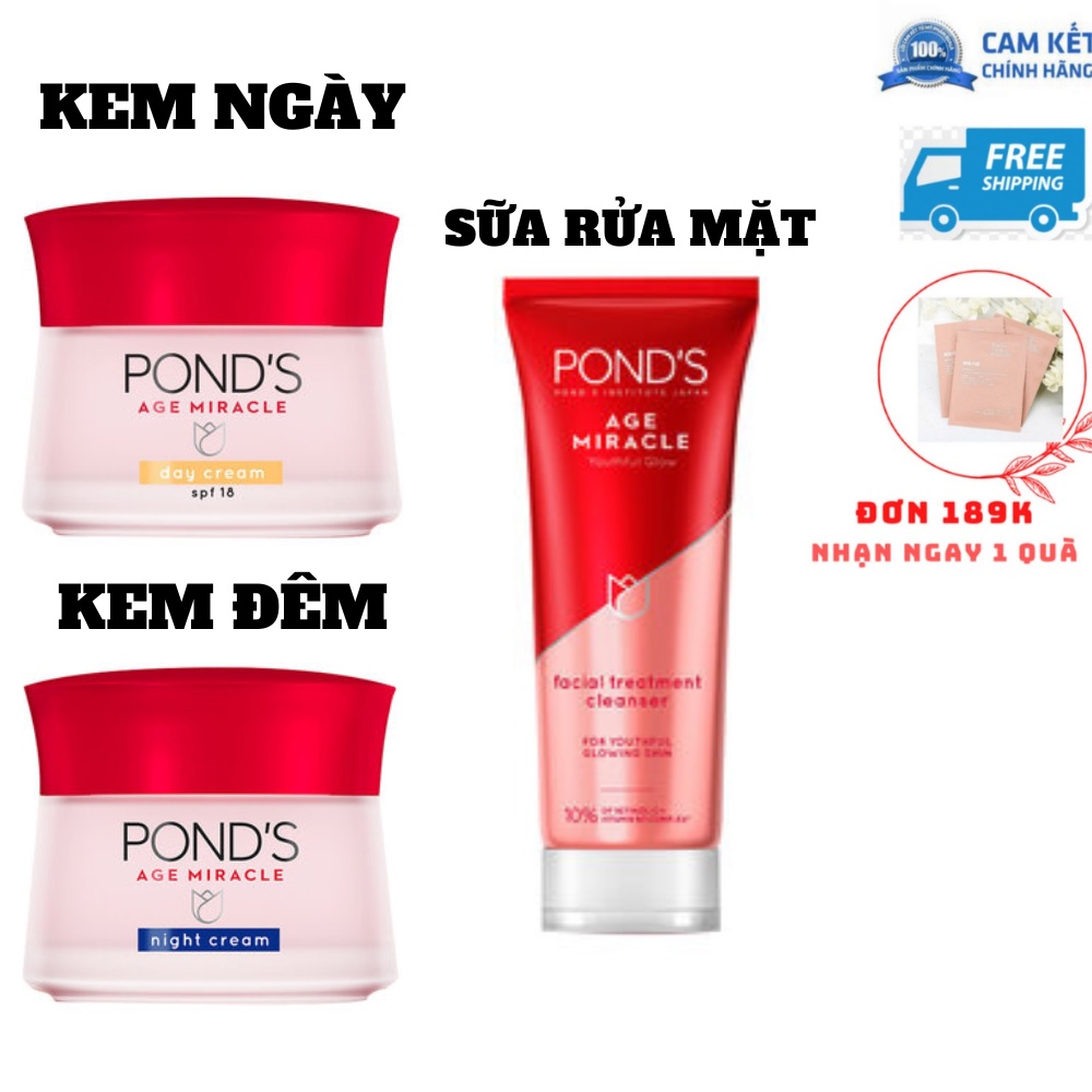bộ Kem Dưỡng Da Pond's Ngăn Ngừa Lão Hoá ngày và Đêm 50gr Age Miracle Night Cream day cream