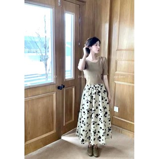 Chân váy lụa hoa đơn 2 lớp hàng QC