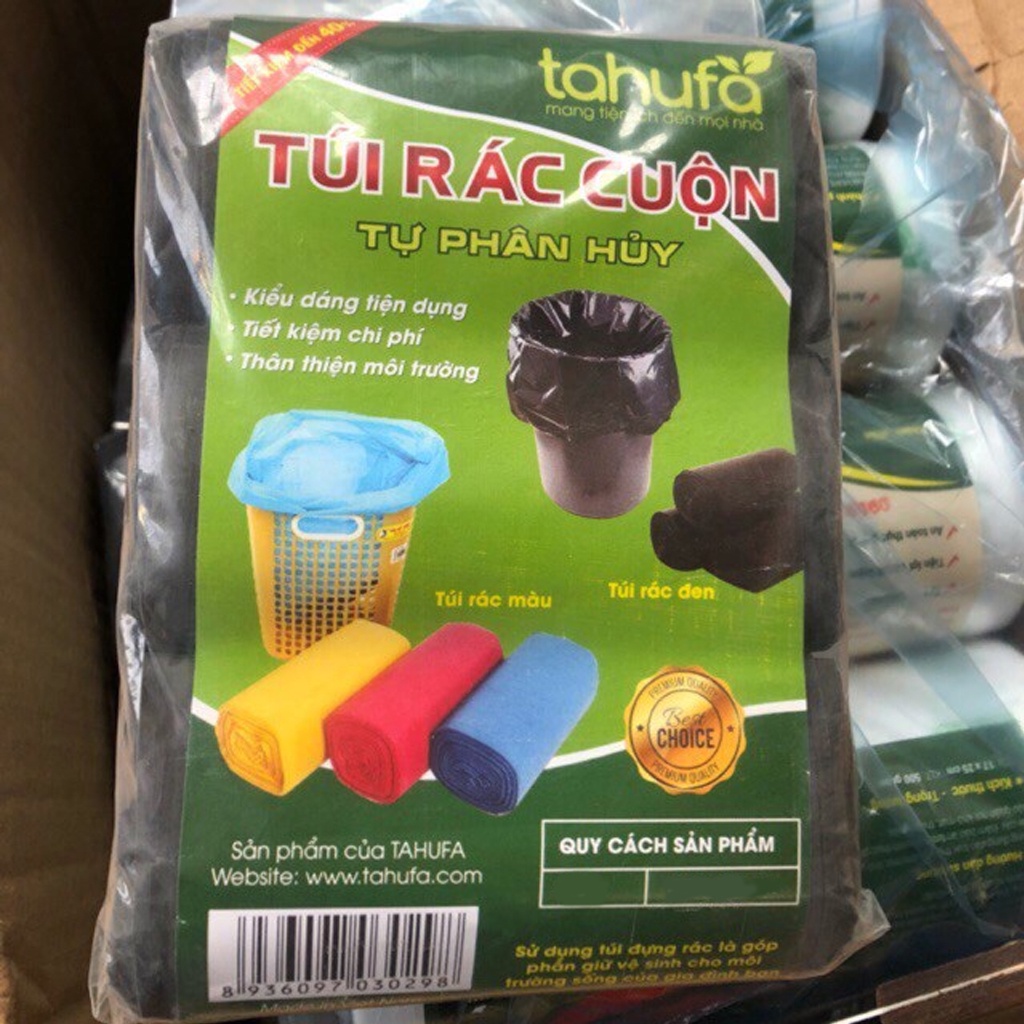 Cuộn Túi Đựng Rác G2 Mới Về 55*65 cm - Tự Phân Hủy - Bao Rác Đen Gia Đình
