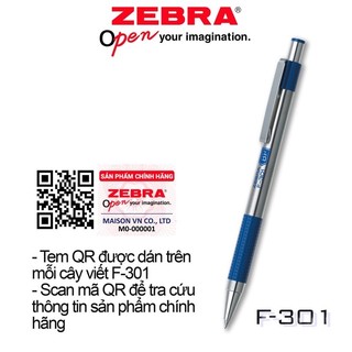 Bút bi zebra f301 mực xanh .