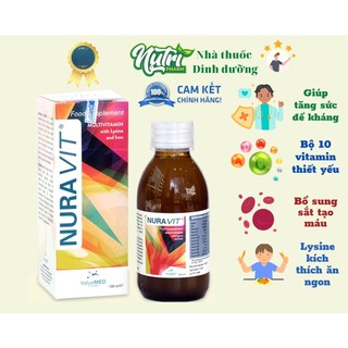 NURAVIT - Bộ 10 Vitamin với Sắt và Lysine tăng cường sức để kháng, kích thích ăn ngon
