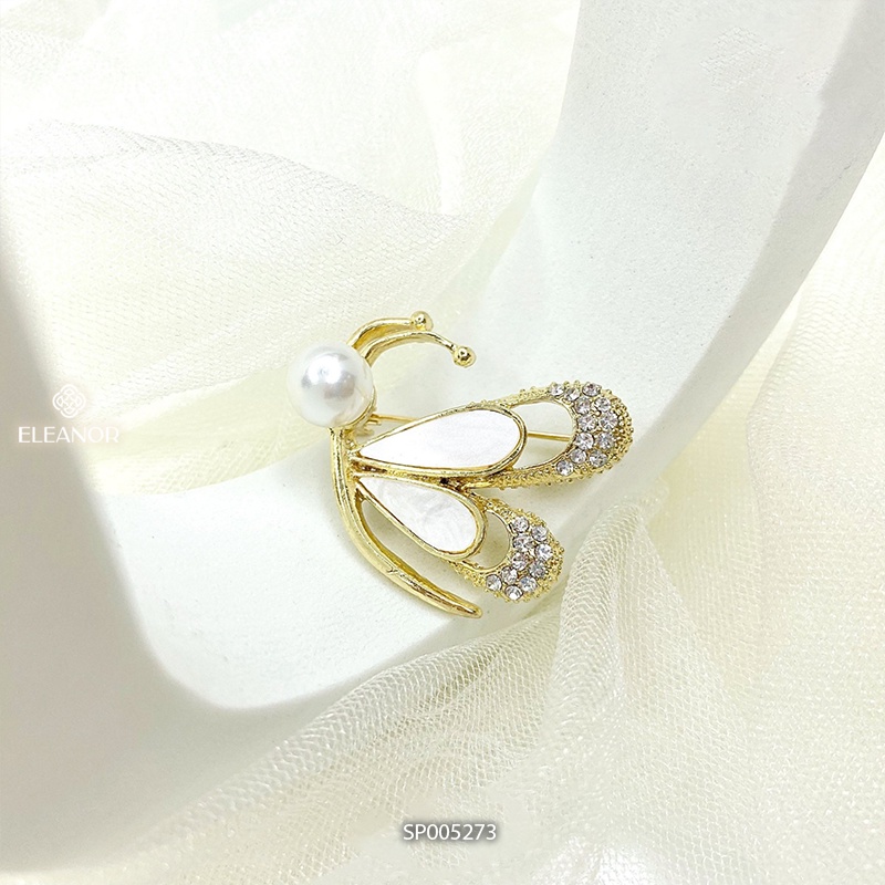 Ghim cài áo nữ Eleanor Accessories hình bướm đính đá ngọc trai nhân tạo phụ kiện trang sức độc đáo 5273