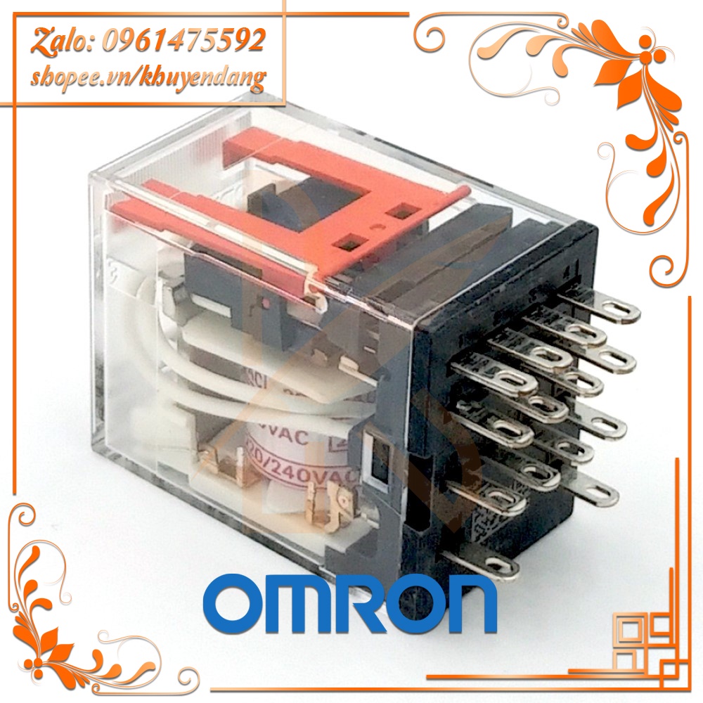 (Relay) Rơ Le Trung Gian 14 Chân Dẹt Nhỏ OMRON MY4N + Đế PYF14A