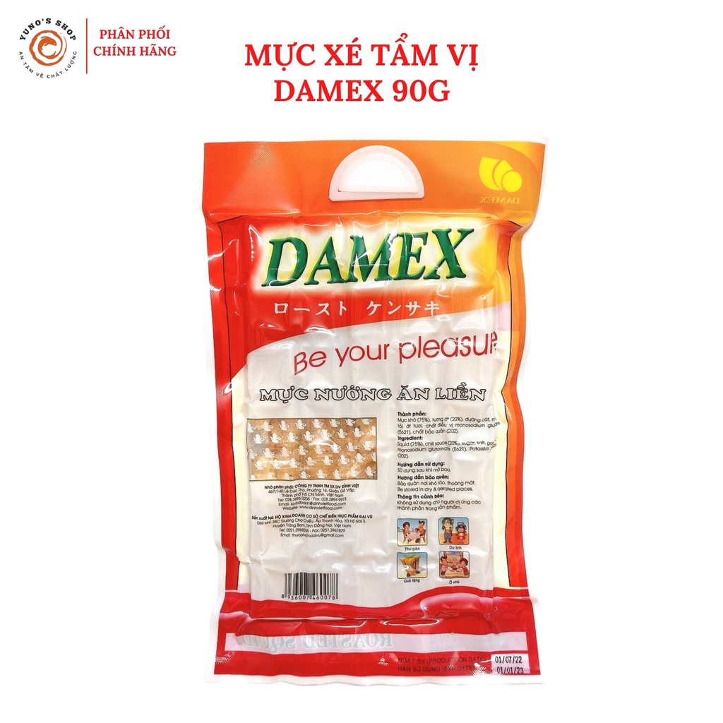 Mực xé tẩm gia vị Damex gói 90g, đồ ăn vặt thơm ngon nguyên chất