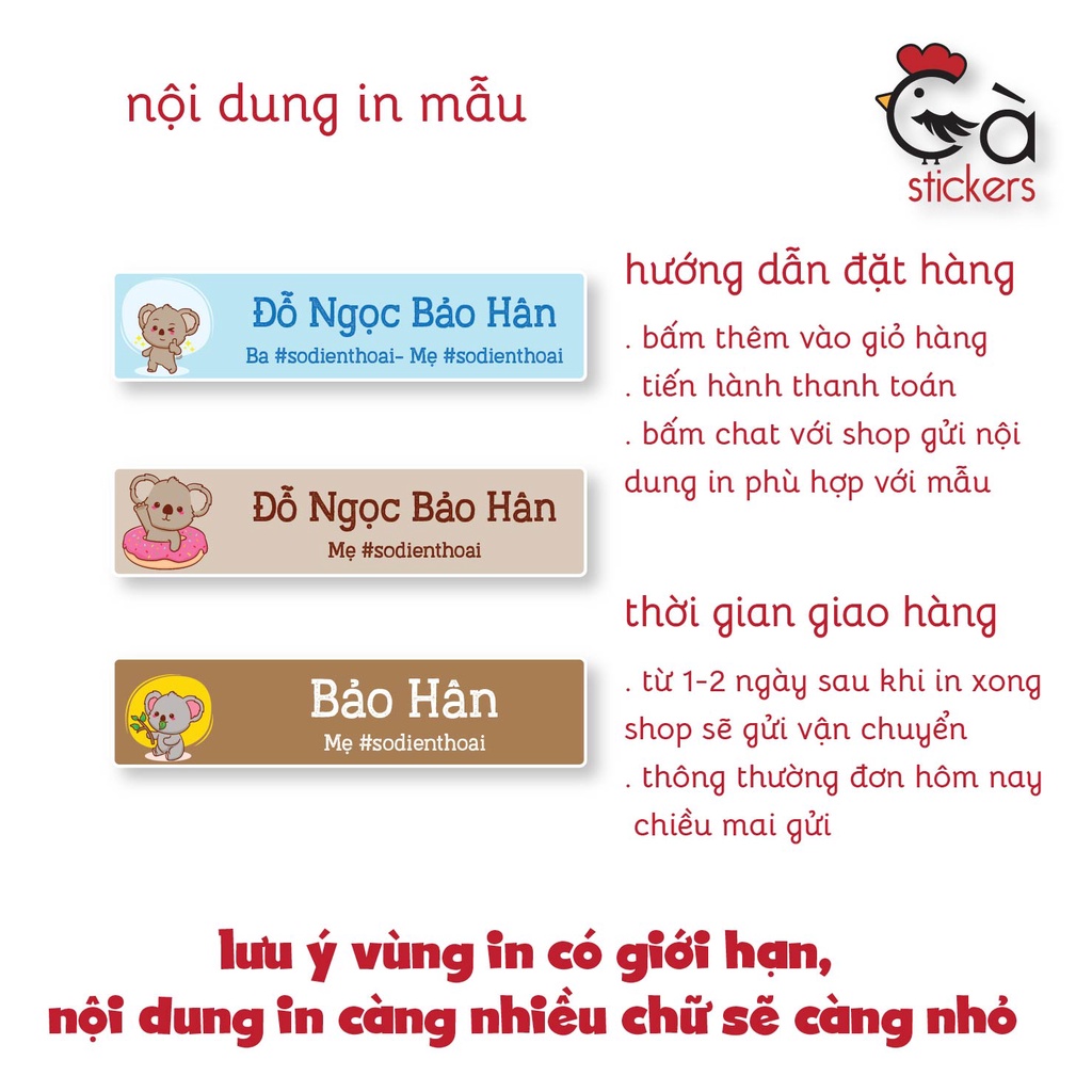 Sticker ủi áo in tên trẻ em GaStickers UT-N10- bộ 40 miếng kích thước 1,4 x 6 cm