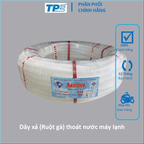 Cuộn 50m Ruột gà Ống sun Dây xả thoát nước máy lạnh điều hòa phi 20 TPE Access Acess Tiến Phát - LOL