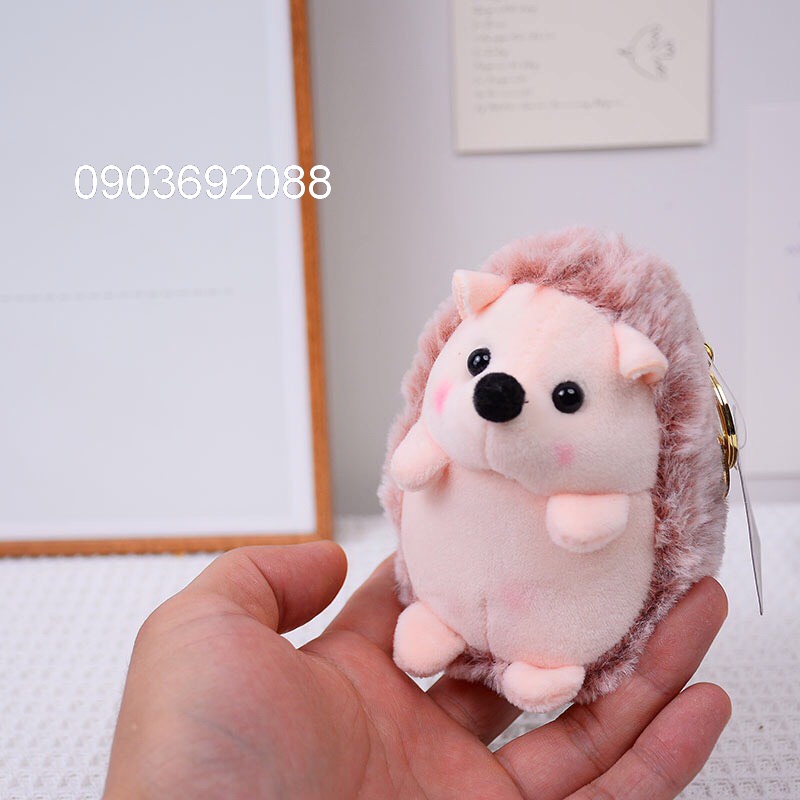 Móc Khóa Thú Nhồi Bông Con Nhím màu Bột Đậu Đỏ, Móc khóa xinh Ivy Store, Thú Nhồi Bông HCM