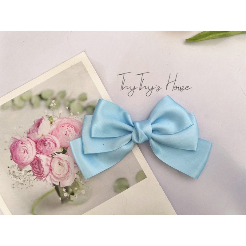 Kẹp tóc nơ lụa satin 3 tầng hàn quốc cho nữ