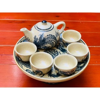 BỘ ẤM CHÉN CÚNG MEN RẠN ĐĨA 18CM
