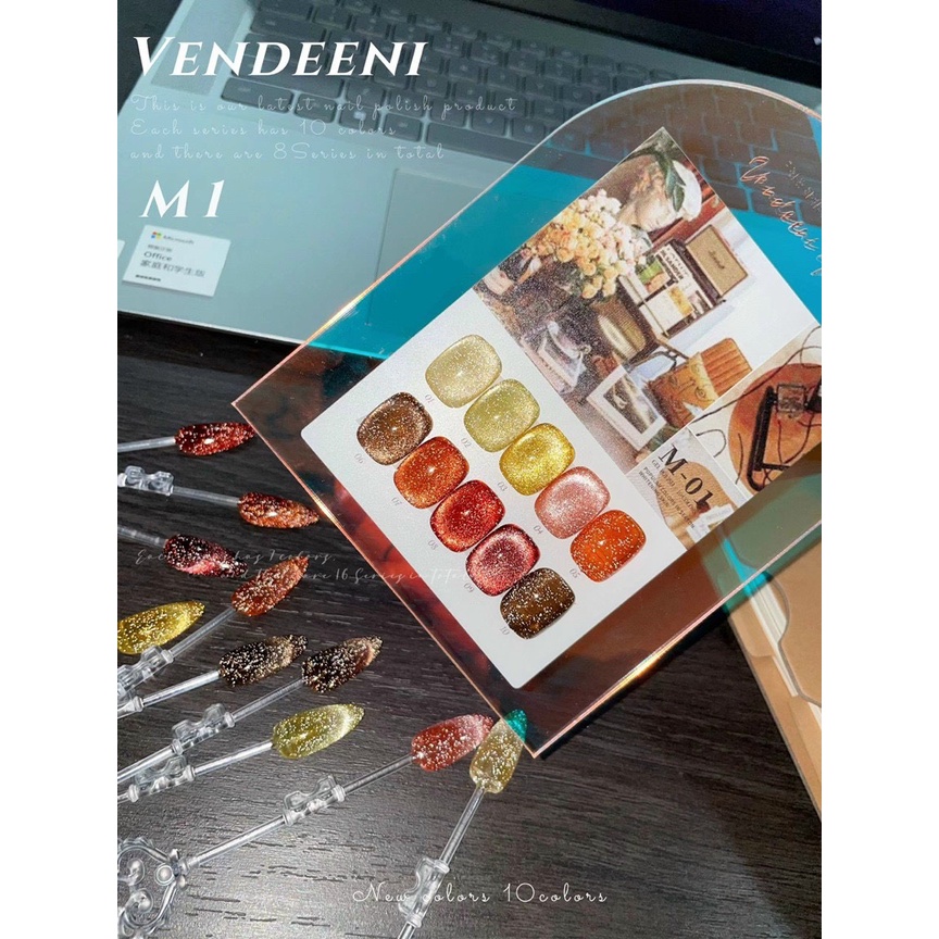 Set mắt mèo kim cương VENDEENI 10 màu 15ml