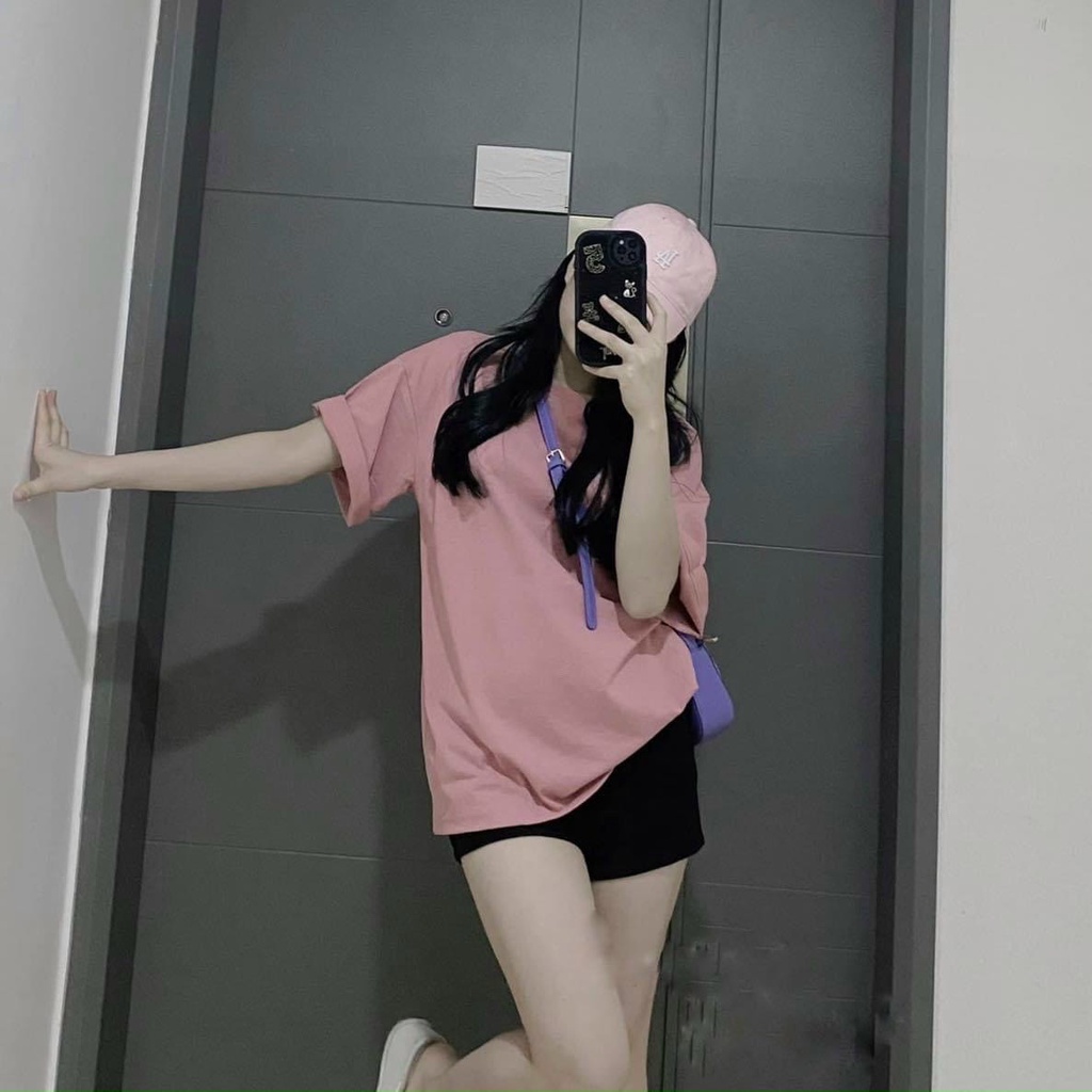 Áo phông cotton trơn tay lỡ dáng basic
