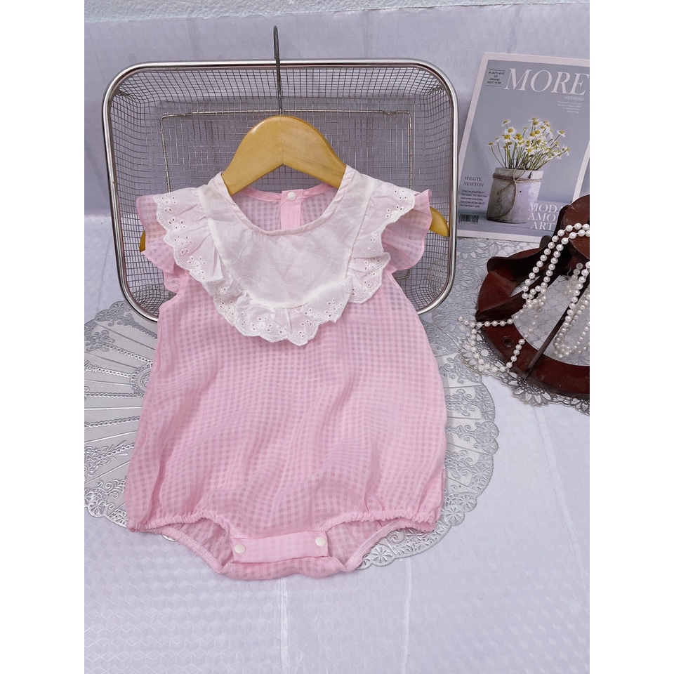 Jumpsuit Cho Bé Gái phối yếm điệu đà Chất muserlin Hàn Quốc Cho Trẻ Em Từ 6 Đến 13 Kg