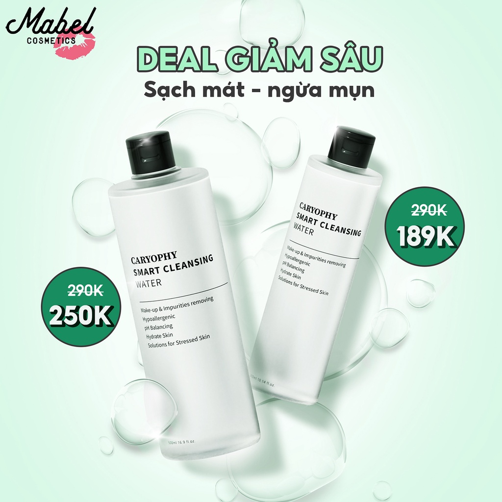 Nước tẩy trang làm sạch da ngăn ngừa mụn Caryophy Smart Cleansing Water (300ml 500ml)