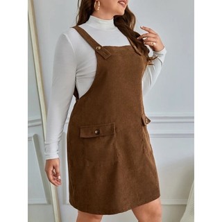 Đầm yếm nhung tăm màu nâu big size 3XL 90-105kg