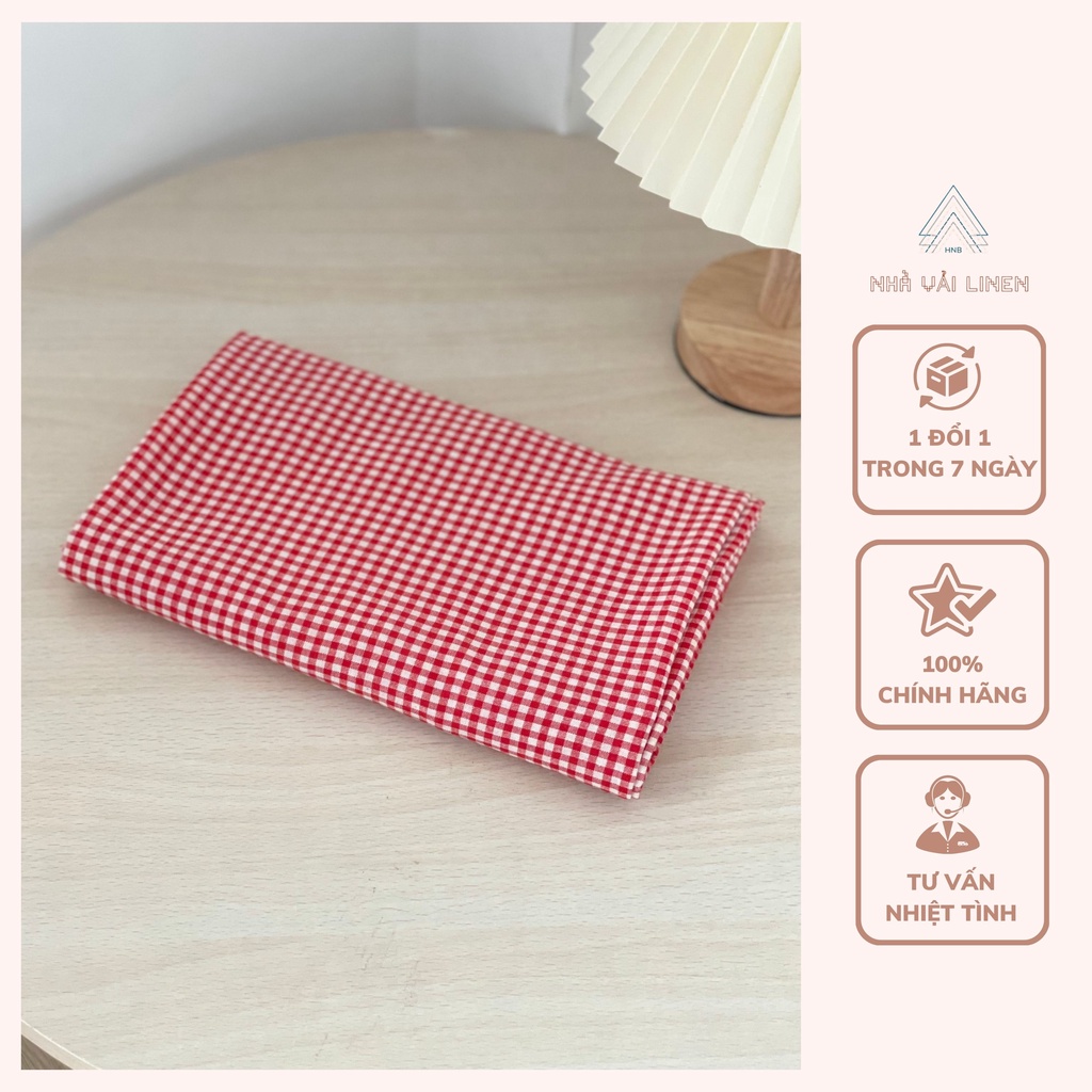 Vải Cotton Nhà Vải Linen Họa Tiết Caro Đỏ Mềm Êm Đẹp Dễ Ứng Dụng May Mặc Phong Cách Thời Trang