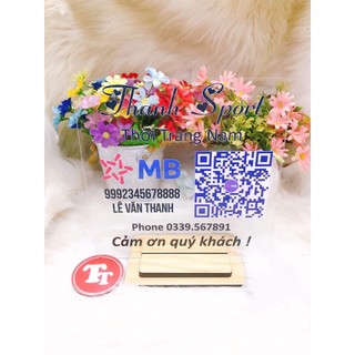 Thẻ quầy để bàn in qr số tài khoản theo yêu cầu mikem shop