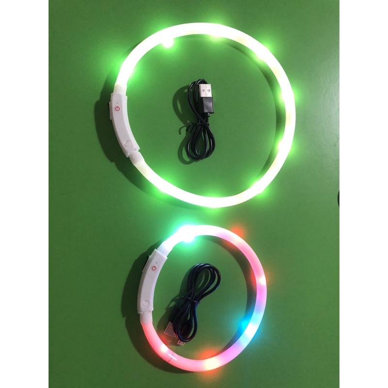 Vòng Đeo Cổ Bằng Nhựa Có Đèn Led Phát Sáng Nhiều Màu Sạc Usb Chống Thất Lạc Cho Thú Cưng