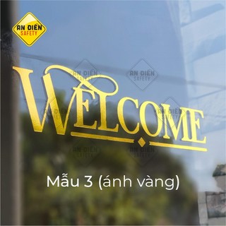 Hana Decals - Decal nhựa vàng bạc chữ Welcome dùng để dán cửa kính dành cho các shop
