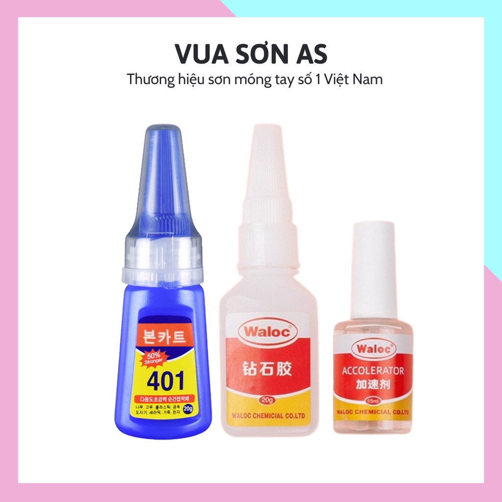 Keo dán móng giả gắn móng giả keo 401 keo bê tông gắn đá Waloc siêu chắc phụ kiện nail giá rẻ VUA SƠN AS 20g