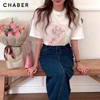 Áo thun 3D dáng rộng áo phông in họa tiết hình hoa phong cách Hàn Quốc thời trang mùa hè cho nữ P62