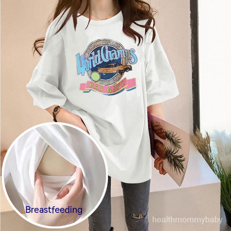 Trang Phục Bà Bầu Trang Phục Cho Con Bú Quần Áo Sau Sinh Tay NgắnTÁo Sơ Mi Thời Trang Áo Mặc Trong Cho Con Bú Mặc Ng