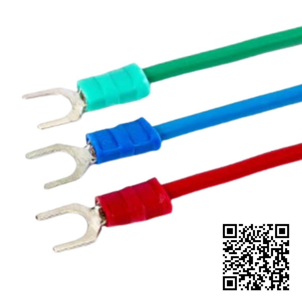 Đầu cose SV2-3 chĩa Y , đầu cốt bọc nhựa chất liệu đồng vàng mạ trắng, cho dây điện 1.5-2.5mm vít M3