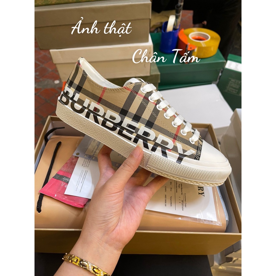 Giày thể thao nữ Bbr viền kẻ chữ đế nâu cao cấp