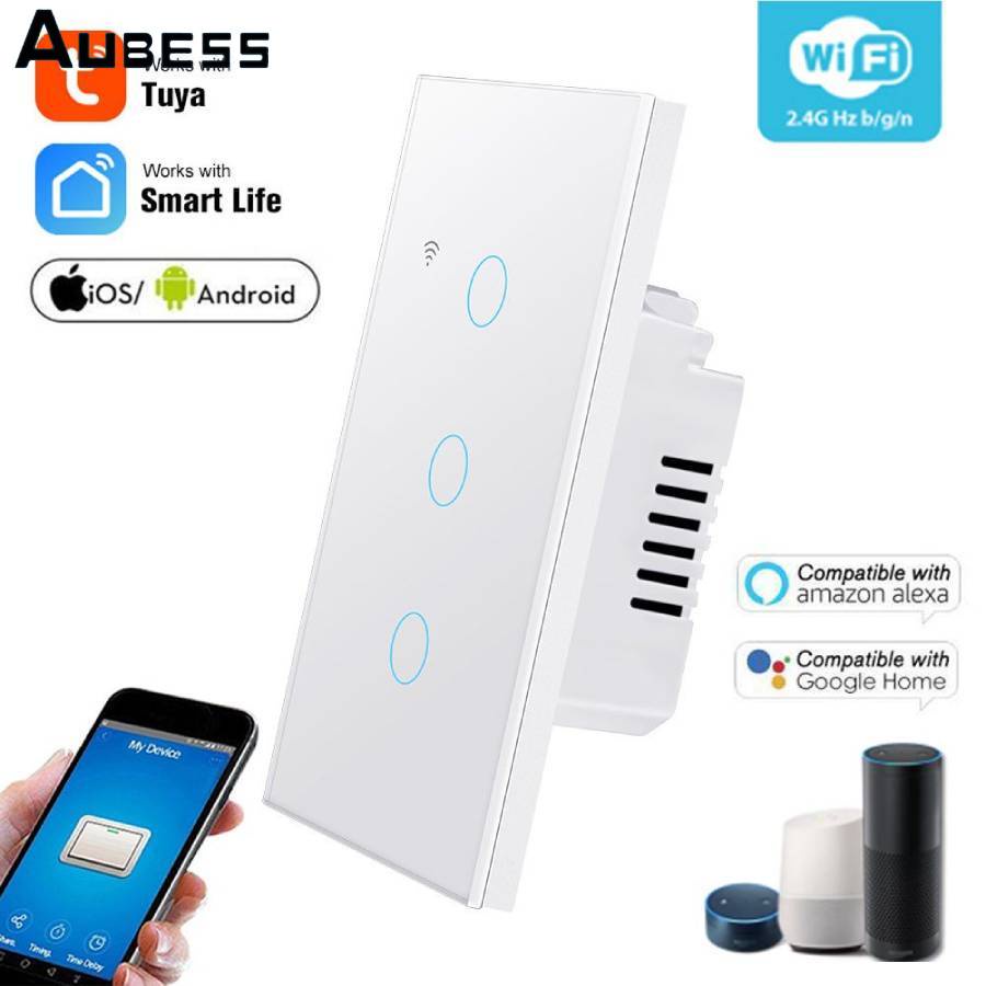 Công TắC ChạM ĐèN CảM ỨNg WiFi Thông Minh 1 / 2 / 3 / 4 Gang 100-250V Tương Thích VớI Alexa Google Home