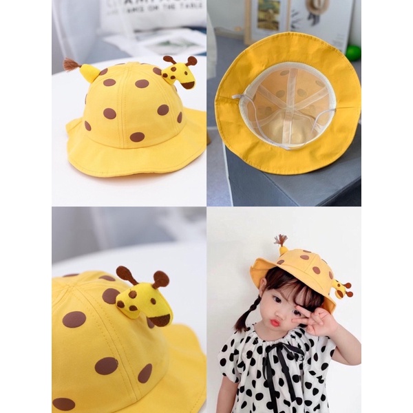 Mũ vành tròn hươu cao cổ 3D cho bé mầm non đi học mẫu giáo đi chơi NGỌC BÍCH BABY SHOP