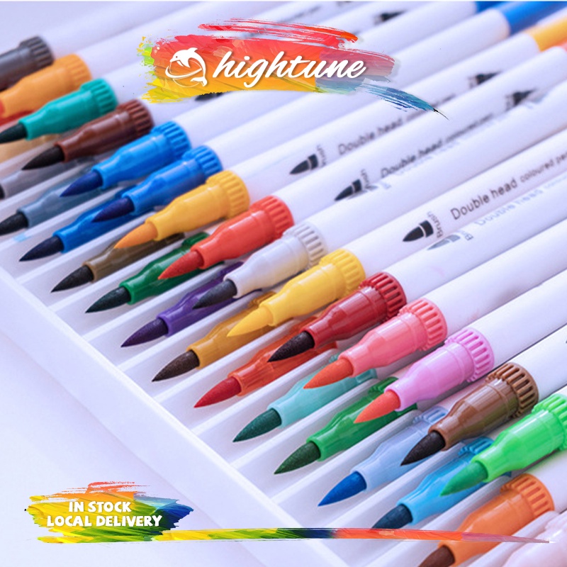 Set bút brush, bút dạ màu nước 24-240 màu thiết kế 2 đầu mảnh dễ vẽ, bút vẽ màu nước đầu mềm, bộ bút vẽ màu nước hai đầu cho trẻ em, có nhiều màu