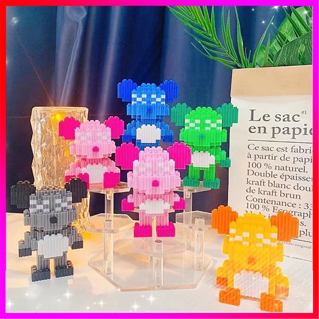 💖Bearbrick con gấu💖Lắp Ráp Mô Hình Sỉ Các hạt nhỏ ghép nối các khối xây dựng con gấu bạo lực nhỏ bé Đồ chơi trẻ em