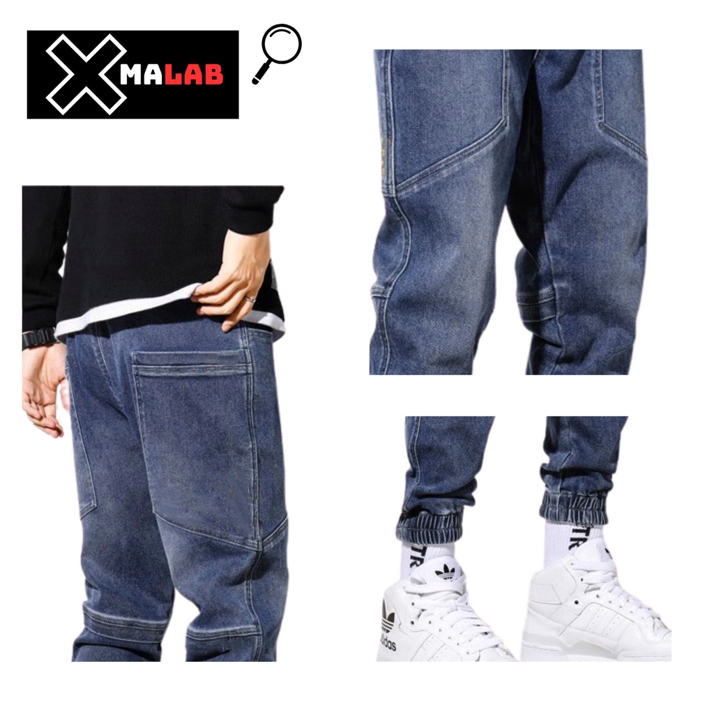 Quần jean jogger nam XMALAB dáng suông cạp chun bo gấu phá cách co dãn 4 chiều cực đẹp, chất vải bò xịn dễ phối đồ B052