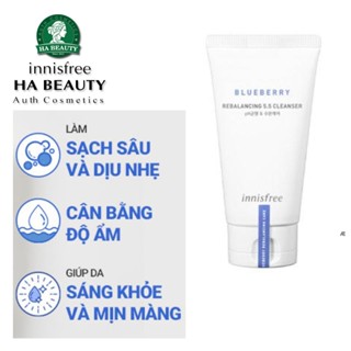 Sữa rửa mặt innisfree Blueberry Rebalancing 5.5 Cleanser 100ml dịu nhẹ cân bằng giữ ẩm sáng khỏe săn chắc da