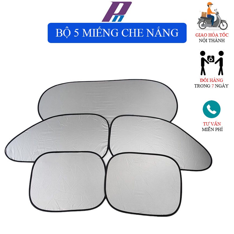 (94) Bộ 5 Tấm Che Nắng Ô Tô Tráng Bạc