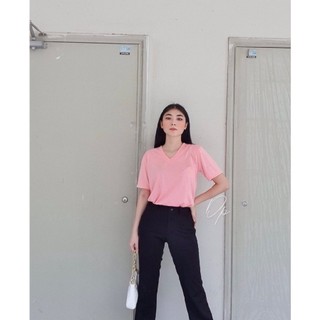 ÁO THUN FORM RỘNG CỔ TIM MÀU TRƠN