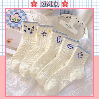 Set 5 đôi tất nữ cổ cao phong cách vintage Hàn Quốc nhiều mẫu TD09