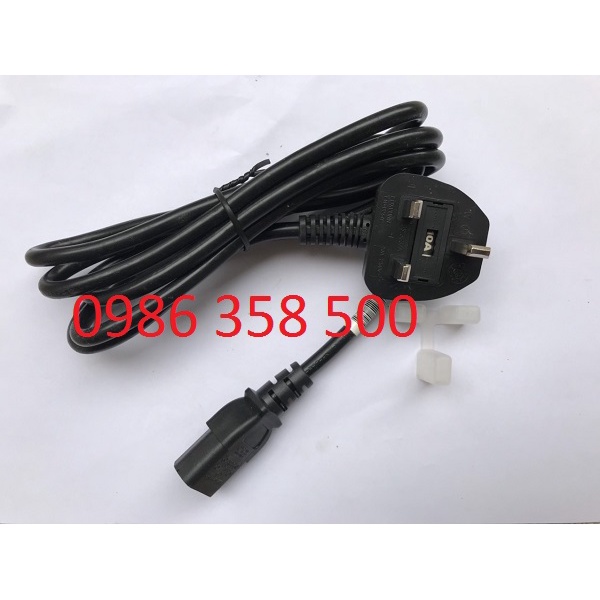 Dây nguồn máy tính - Dây nguồn 3 chân C13 chuẩn UK có cầu chì và chân tiếp mát cao cấp