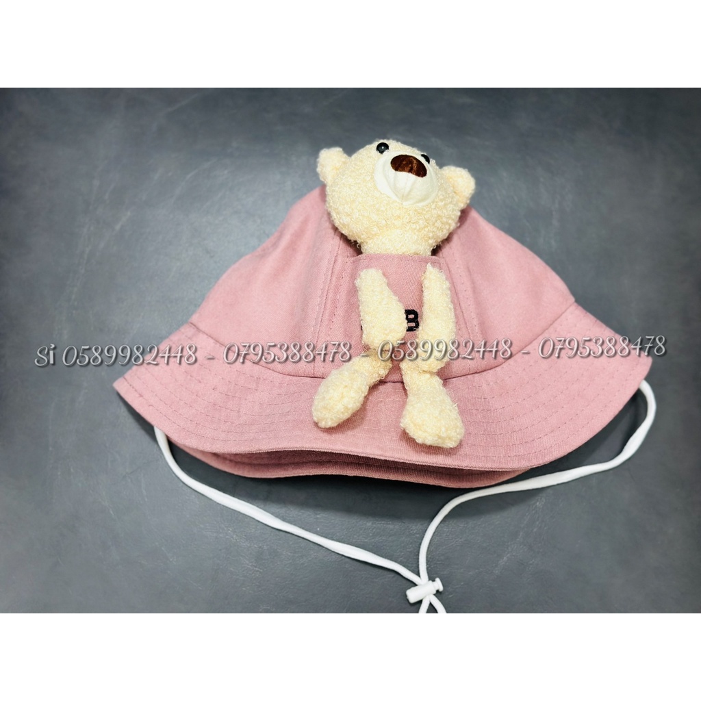Mũ tai bèo nhung kèm gấu 🐻 siêu CUTE cho bé trai bé gái đẹp 1t đến 5 tuổi thời trang