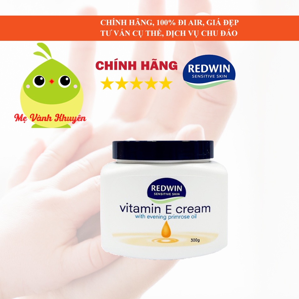 Kem dưỡng da vitamin E và tinh dầu hoa anh thảo Redwin, Úc (300g)