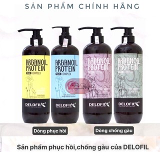 Dầu Gội Xả Phục Hồi Tóc Hư Tổn Khô Xơ, Chống Gàu  Delofil Pure Repair 800ml