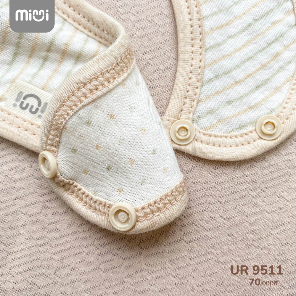 Yếm sơ sinh cho bé Ualarogo set 2 chiếc vải sợi Organic Cotton mềm mịn thoáng khí co giãn cúc bấm 9511