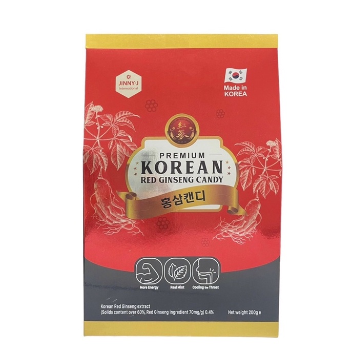 JINNY-J Kẹo Hồng Sâm Hàn Quốc Hộp Giấy 200g - KOREAN RED GINSENG CANDY