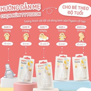 Núm ti siêu mềm Pigeon cổ hẹp S/M/L/Y Chính Hãng Đủ Size