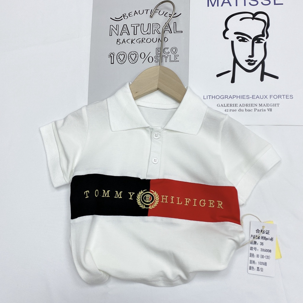 Áo cộc tay cho bé trai Áo polo họa tiết thêu nổi hàng QCCC  cho bé từ 10-25kg