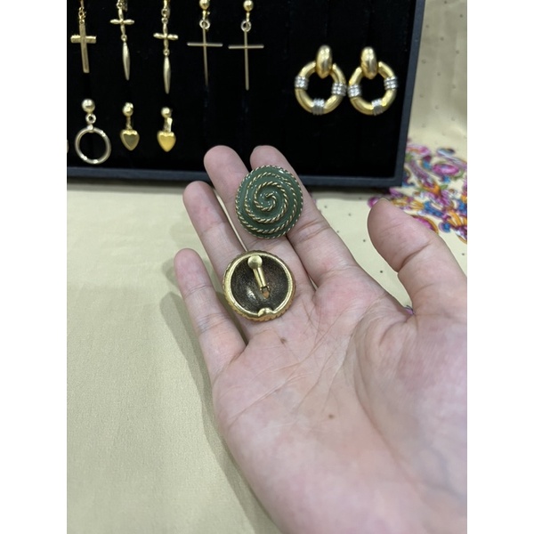 Bông tai kẹp Vintage - Si Nhật , hoa tai gài không cần bấm lỗ tai