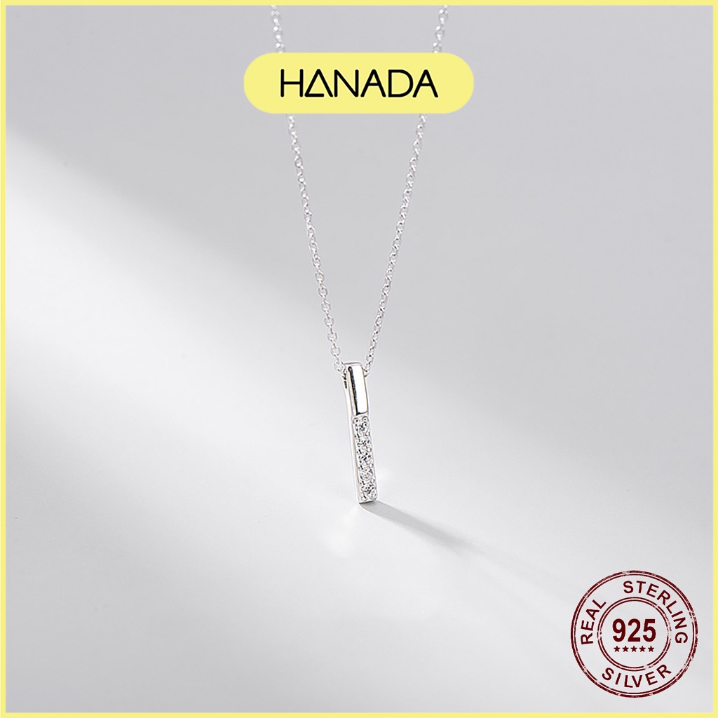 Dây Chuyền Bạc 925 Hanada Vòng Cổ Thanh Dọc Đính Đá 1007 H7