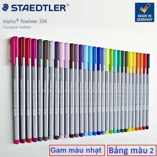 [Bảng màu 2] Bút Dạ Kim Nét 0.3mm Cao Cấp Thân 3 Cạnh Triplus Fineliner 334 (Gam màu nhạt)